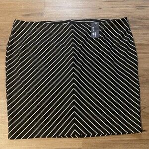 Lane Bryant Black White Striped Skirt 28